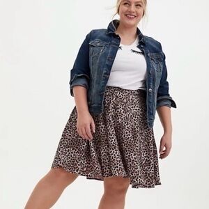 Torrid Leopard Print High Waist Skater Mini Skirt Size 1